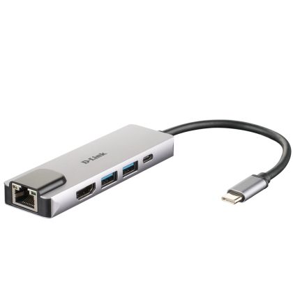 Hub USB Hub D-Link 5-în-1 USB-C cu HDMI/Ethernet și livrare de energie