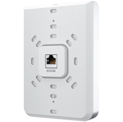 UniFi6 In-Wall. Wall-mounted WiFi 6 access point with a built-in PoE switch.