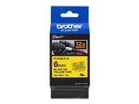 BROTHER TZEFX611 6mm NEGRU PE GALBEN FLEXIBIL ID