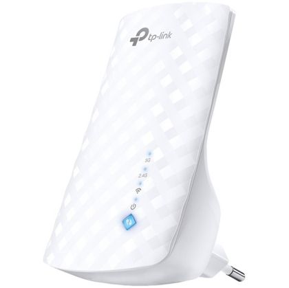 Extensor de gamă Wi-Fi TP-Link RE190 AC750, conectat la perete, 433 Mbps la 5 GHz + 300 Mbps la 2,4 GHz, 802.11ac/a/b/g/n, WPS și buton Reset, 3 antene interne, semnal luminos inteligent, OneMesh