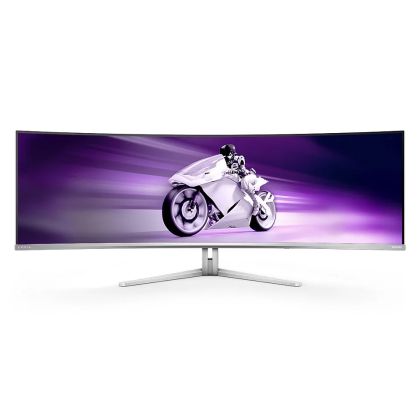 Monitor Philips Evnia 49M2C8900, 48.8" curbat 1800R QD-OLED, 5120x1440@240Hz, 0.03 GtG, luminozitate 1000, 1000000:1, DCR 80M:1, Adaptive Mode, Helt TS5, Adaptive Mode, Tilt Ajustare corectă , pivotant, 2xHDMI, DP, hub USB