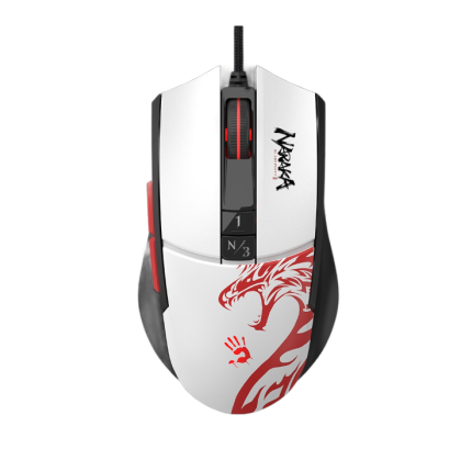 Mouse de gaming A4tech bloody L65 Max, cu fir, 12000 cpi, Naraka, negru/alb