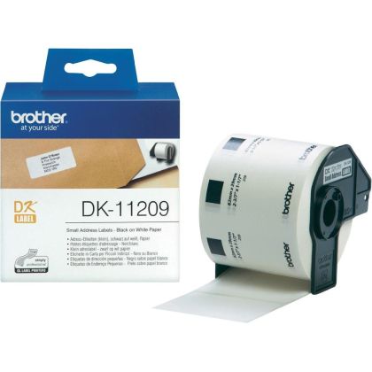 Consumable Brother DK-11209 Small Address Paper Labels, 29mmx62mm, 800 labels per roll, (Black on White)