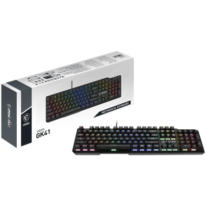 Tastatură pentru jocuri MSI VIGOR GK41 LR US, neagră, 6 LED-uri de culoare fixă în 10 zone de iluminare diferite, 6+N taste Rollover & Anti-ghosting, taste rapide pentru control rapid, 3 unghiuri reglabile ale tastaturii