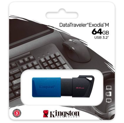 Kingston 64 GB USB3.2 Gen 1 DataTraveler Exodia M (negru + albastru), EAN: 740617326260