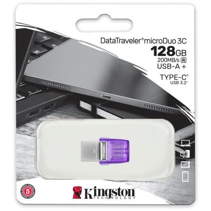 Kingston 128GB DataTraveler microDuo 3C 200MB/s dual USB-A + USB-C, EAN: 740617328165