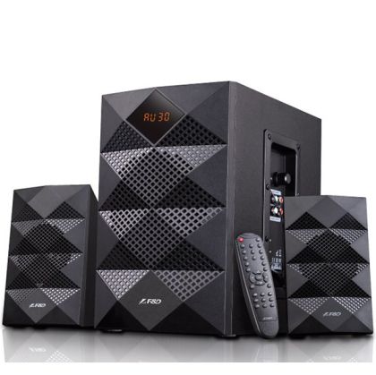 Boxe multimedia F&D A180X 2.1, 42W RMS (14Wx2+14W), 2x3'' Sateliți + 5.25'' Subwoofer, BT 5.0/AUX/USB/FM/LED Display/Telecomanda/Lemn/Negru