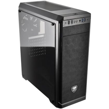 Șasiu COUGAR MX330-G Mid-Tower, Mini-ITX/Micro-ATX/ATX, Max. Lungimea plăcii grafice-350 mm/12,8 (inci), max. Înălțime răcitor CPU-155 mm/6,1 (inchi), CM, sticlă securizată, USB3.0x2/USB2.0 x2/Micx1/Audio x1, suport pentru răcire cu apă