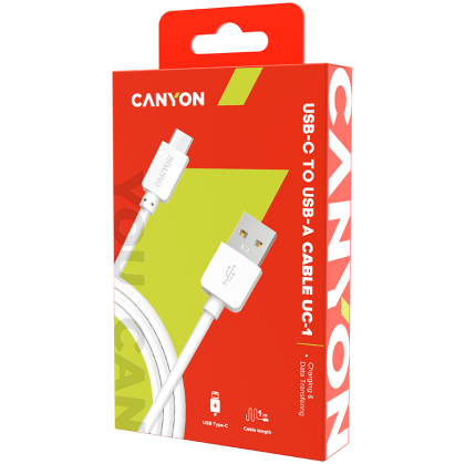 Cablu USB standard CANYON tip C, 1M, alb