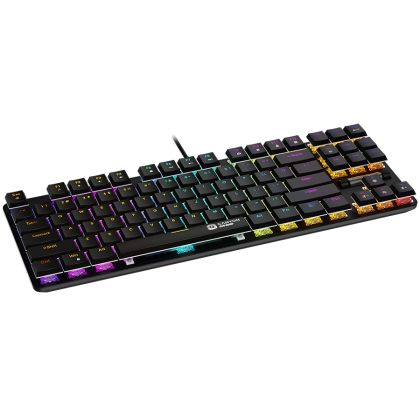 CANYON Cometstrike GK-50, 87 de taste Tastatură mecanică, viață de 50 de milioane de ori, comutator roșu GTMX, iluminare de fundal RGB, 20 moduri, cablu PVC de 1,8 m, material metalic + ABS, aspect SUA, dimensiune: 354*126*26,6 mm, greutate: 624g, negru