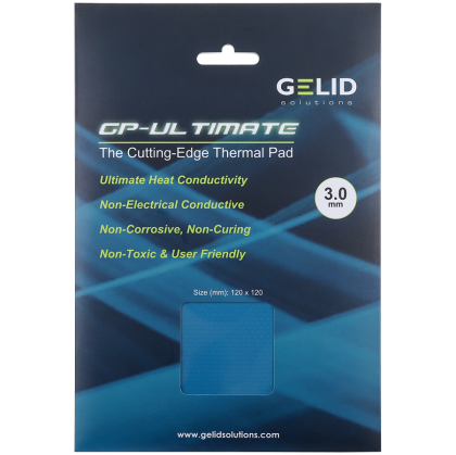 PAD TERMICA GELID GP-ULTIMATE 120×120, Pachet unic (1buc inclus): 3 mm, Densitate (g/cm3): 3,2, Dimensiune (mm): 120 x 120, Conductivitate termică (W/mK): 15