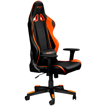 CANYON Deimos GS-4, Gaming chair, PU leather, Original foam and Cold molded foam, Metal Frame, Top gun mechanism, 90-165 degrees, 3D armrest, Class 4 gas lift, Nylon 5 Stars Base, 60mm PU caster, black+ Orange.