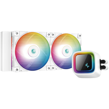 DeepCool LS520 SE White, 240mm CPU Liquid Cooler, 2x120mm FC120 ARGB PWM Fans, ARGB Infinity Mirror, LGA 1700/1200/1151/1150/1155, AMD AM5/AM4, 5Y, R-LS520-WHAMMM-G-1