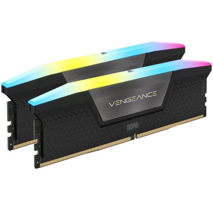 Corsair DDR5, 5600MT/s 32GB 2x16GB DIMM, fără tampon, 40-40-40-77, XMP 3.0, difuzor de căldură VENGEANCE RGB DDR5 negru, LED RGB, 1,25 V, EAN:0840006600213