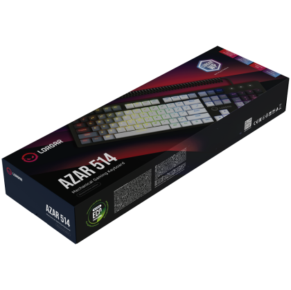 LORGAR Azar 514, Tastatură mecanică pentru jocuri cu fir, iluminare de fundal RGB, 1680000 variații de culoare, 18 moduri, număr taste: 104, 50M clicuri, comutatoare liniare de vis, cablu cu arc până la 3,4 m, plastic ABS+metal, capac magnetic, 450*136* 3