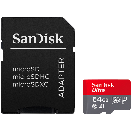 SanDisk Ultra microSDXC 64GB + SD Adapter 140MB/s A1 Class 10 UHS-I, EAN: 619659200541