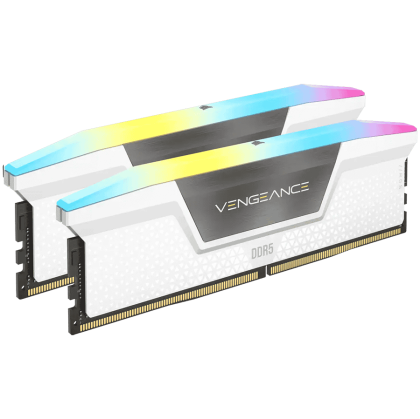 Corsair DDR5, 5200MT/s 32GB 2x16GB DIMM, fără tampon, 40-40-40-77, XMP 3.0, difuzor de căldură alb VENGEANCE RGB DDR5, LED RGB, 1,25 V, EAN:0840006694670