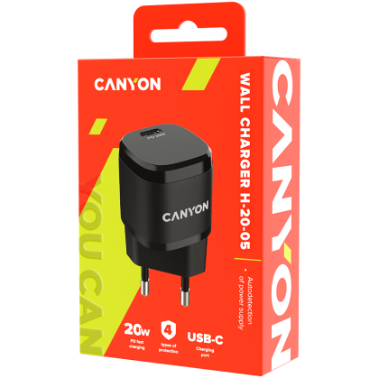 Incarcator CANYON H-20-05 PD 20W USB-C Negru