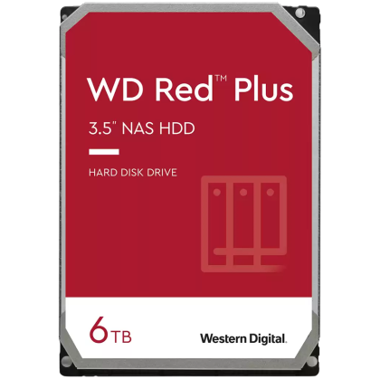 HDD NAS WD Red Plus (3,5 inchi, 6TB, 256MB, 5400 RPM, SATA 6 Gb/s)