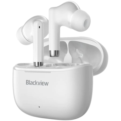 Blackview AirBuds 4, baterie 35mAh, baterie cutie de încărcare 400mAh, Bluetooth 5.3, alb