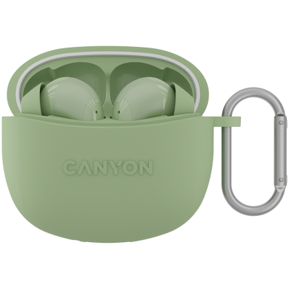 CANYON TWS-5, Căști Bluetooth, cu microfon, BT V5.3 JL 6983D4, Răspuns în frecvență: 20Hz-20kHz, baterie EarBud 40mAh*2+Carcasă de încărcare 500mAh, lungime cablu tip C 0.24m, Dimensiune: 58.5*52.91*25.91* mm, 0,036 kg, verde