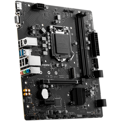 MSI PRO H510M-B DDR4, mATX, Chipset H470 (suportă doar al 10-lea procesor Intel), Socket 1200, Dual Channel DDR4 până la 2933MHz, 1x sloturi PCIe x16, 1x sloturi M.2, 1x HDMI, 1x USB 3, 1x VGA, 2 Genx 1, 4x USB 2.0, 7.1 HD Audio, 1 Gbps LAN, EZ Debug LED,