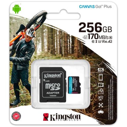 Kingston 256GB microSDXC Canvas Go Plus 170R A2 U3 V30 Card + ADP, EAN: 740617301250