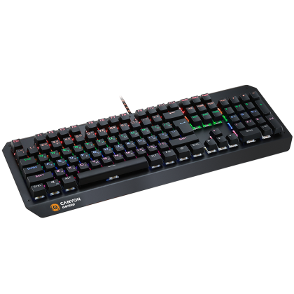 CANYON Hazard GK-6, Wired multimedia gaming keyboard with lighting effect, 108pcs rainbow LED, Numbers 104keys, EN double injection layout, cable length 1.8M, 450.5*163.7*42mm, 0.90kg, color black