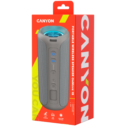 CANYON OnMove 15, difuzor Bluetooth, bej, IPX6, 2*20W, baterie 7.4V 2600mah, EQ, TWS, AUX, Hand-free