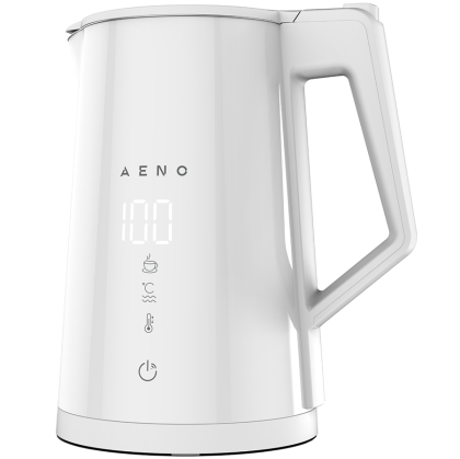 Fierbător electric AENO EK8S Smart: 1850-2200W, 1.7L, Strix, cu pereți dubli, control al temperaturii, funcție de menținere la cald, control prin Wi-Fi, afișaj LED, corp fără încălzire, oprire automată, protecție rezervor uscat