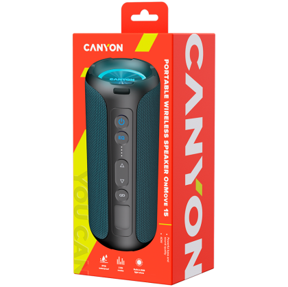 CANYON OnMove 15, difuzor Bluetooth, albastru închis, IPX6, 2*20W, baterie 7.4V 2600mah, EQ, TWS, AUX, Hand-free