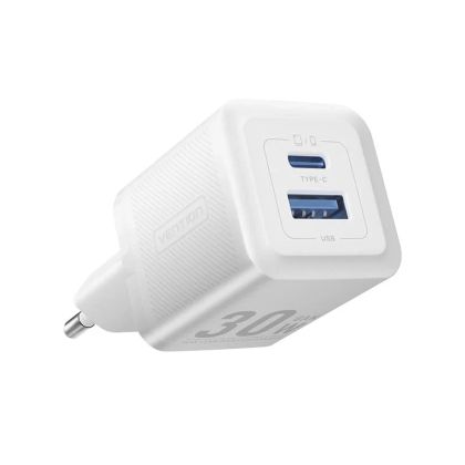 Încărcător de perete Vention Încărcător de perete GaN - QC3.0 + Distribuție de putere tip C 30W - FEQW0-EU