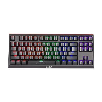 Tastatură mecanică pentru jocuri Marvo Tastatură mecanică pentru jocuri KG953G - Comutatoare albastre, 87 taste TKL, RGB