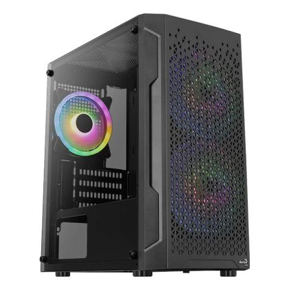 Cutie AeroCool Carcasa mATX - Trinity Mini-G-BK-v3 - 3 ventilatoare incluse, sticla securizata