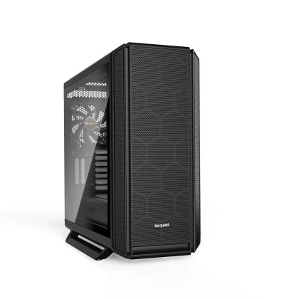 liniște! SILENT BASE 802 Window Black, E-ATX/ATX/M-ATX/Mini-ITX, 3x Pure Wings 2 140mm, controler de ventilator în 4 trepte cu hub PWM, 2x USB 3.2 Gen. 1, 1x USB 3.2 Gen. 2 Tip C, Microfon + Audio, Capac superior și panou frontal interschimbabil, 3 ani ga