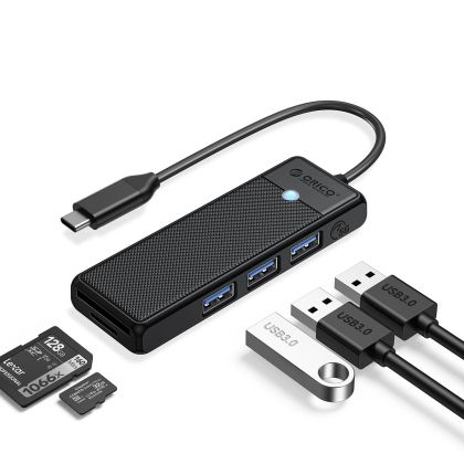 Hub Orico USB3.1 HUB Type-C - 3 x USB3.0, SD, TF - PAPW3AT-C3-015-BK