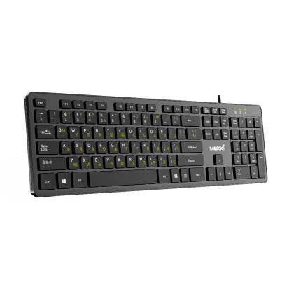 Tastatură chirilică cu profil redus Makki Tastatură USB BG - Ciocolată cu profil redus - KB-C14 Negru