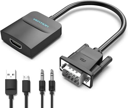 Adaptor Vention Adaptor VGA la HDMI cu sunet - Convertor activ cu AUX-in și alimentare Micro USB - ACNBB