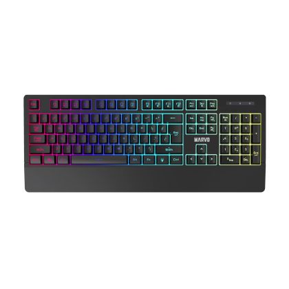 Tastatură pentru jocuri Marvo Tastatură pentru jocuri K635 - Suport pentru încheietura mâinii, 104 taste, Anti-ghosting, Iluminare de fundal