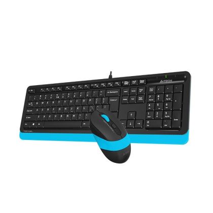 Set tastatura si mouse A4TECH Fstyler F1010, cu cablu, USB, Negru/Albastru