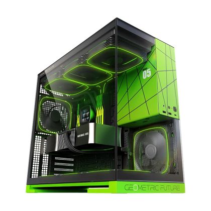 Geometric Future Case EATX - Model 5 Black/Green, NVIDIA style limited edition