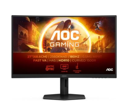 Монитор AOC CQ27G4X, 27" Curved 1500R, Fast VA, WLED, 2560x1440@180Hz, 1ms GtG, 0.5ms MPRT, 300cd m/2, 4000:1, 80M:1 DCR, Adaptive Sync, FlickerFree, Low Blue Light, Tilt, Height Adjust, Swivel, 2xHDMI, DP