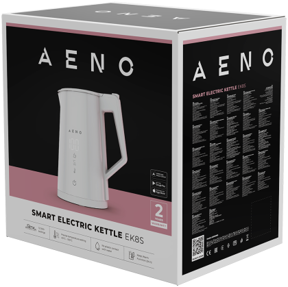 AENO Electric Kettle EK8S Smart: 1850-2200W, 1.7L, Strix, Double-walls, Temperature Control, Keep warm Function, Control via Wi-Fi, LED-display, Non-heating body, Auto Power Off, Dry tank Protection