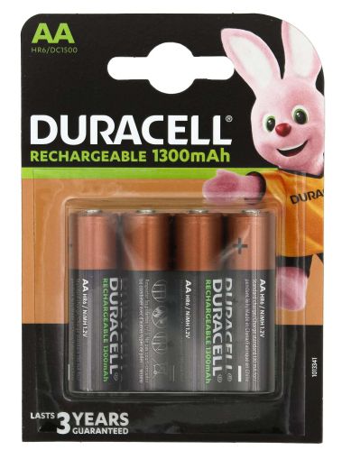 Rechargeable battery DURACELL R6 AA, 1300mAh NiMH, 1.2V, pcs. pack 1.5V