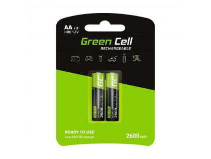 Rechargeable Battery GP R6 AA 2600mAh NiMH 2 pc GR05 GREEN CELL