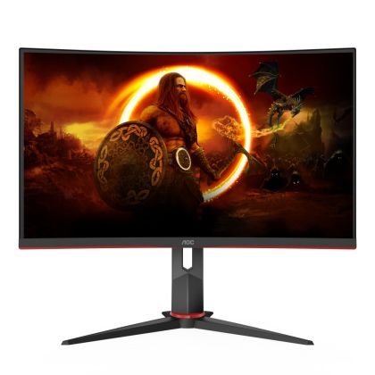 Монитор AOC CQ27G2S/BK, 27" Curved 1500R VA WLED, 2560x1440@165Hz, 4ms GtG, 1ms MPRT, 250cd m/2, 3000:1, DCR 80M:1, Adaptive Sync, FlickerFree, Low Blue Light, Tilt, Height Adjust, Swivel, 2xHDMI, DP