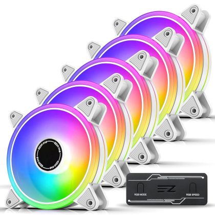 Fans EZDIY-FAB Moonlight White RGB PWM 120mm - 5 Pack