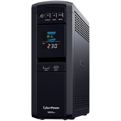 CyberPower UPS AVR,1600VA/1000W, Line-Interactive, LCD display, Sine Wave output (for Active PFC ), 6x Schuko, Runtime at 500W ( min ):9.7 Surge and Spike protection;slot SNMP card; CP1600EPFCLCD