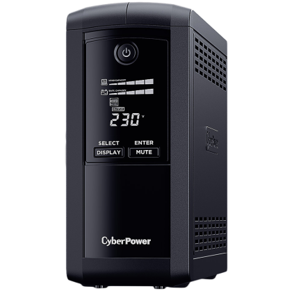 CyberPower UPS AVR, 1000VA/550W, Line-Interactive LCD display, 4x Schuko, Runtime at 90W ( min ):44, Surge and Spike protection; VP1000ELCD