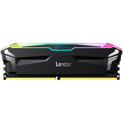 Lexar 2x16GB Ares DDR4 3600 UDIMM Memory with heatsink and RGB lighting, Black Color, Dual pack